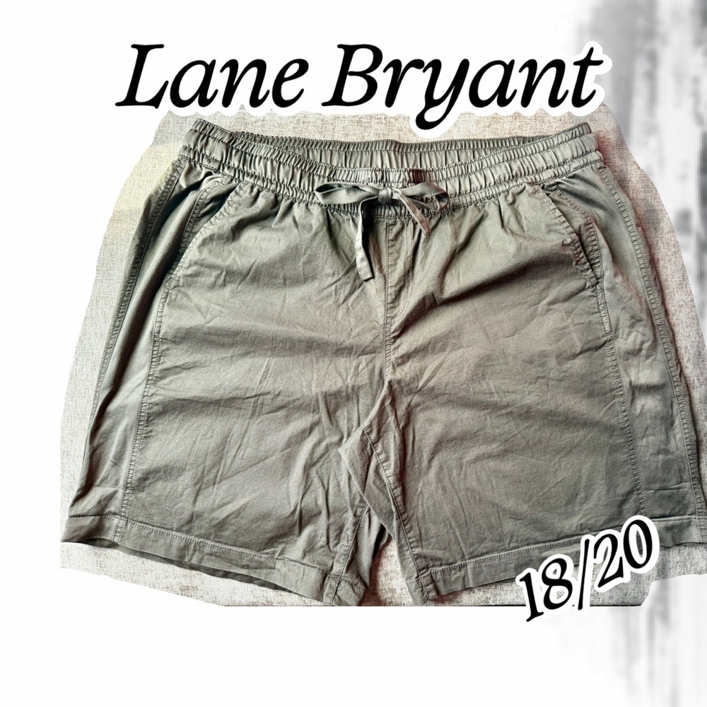 Lane Bryant Olive Drawstring Cargo-Style Shorts